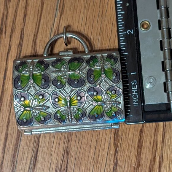 Vintage Judith Leiber for Neiman Marcus Butterfly Pill box And Key Chain - Picture 3 of 9